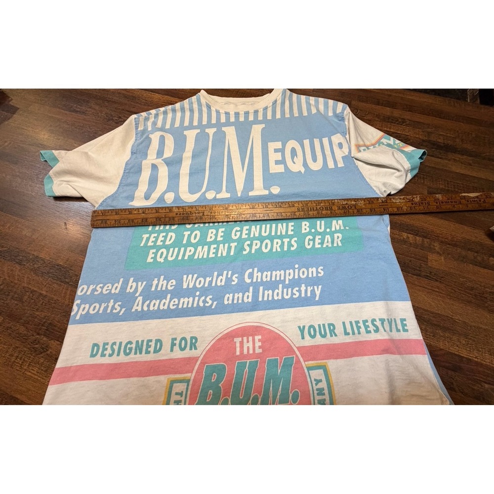 Rare Vintage 80s 90s retro B.U.M equipment slouchy oversized tshirt.  Large logo - Picture 5 of 6